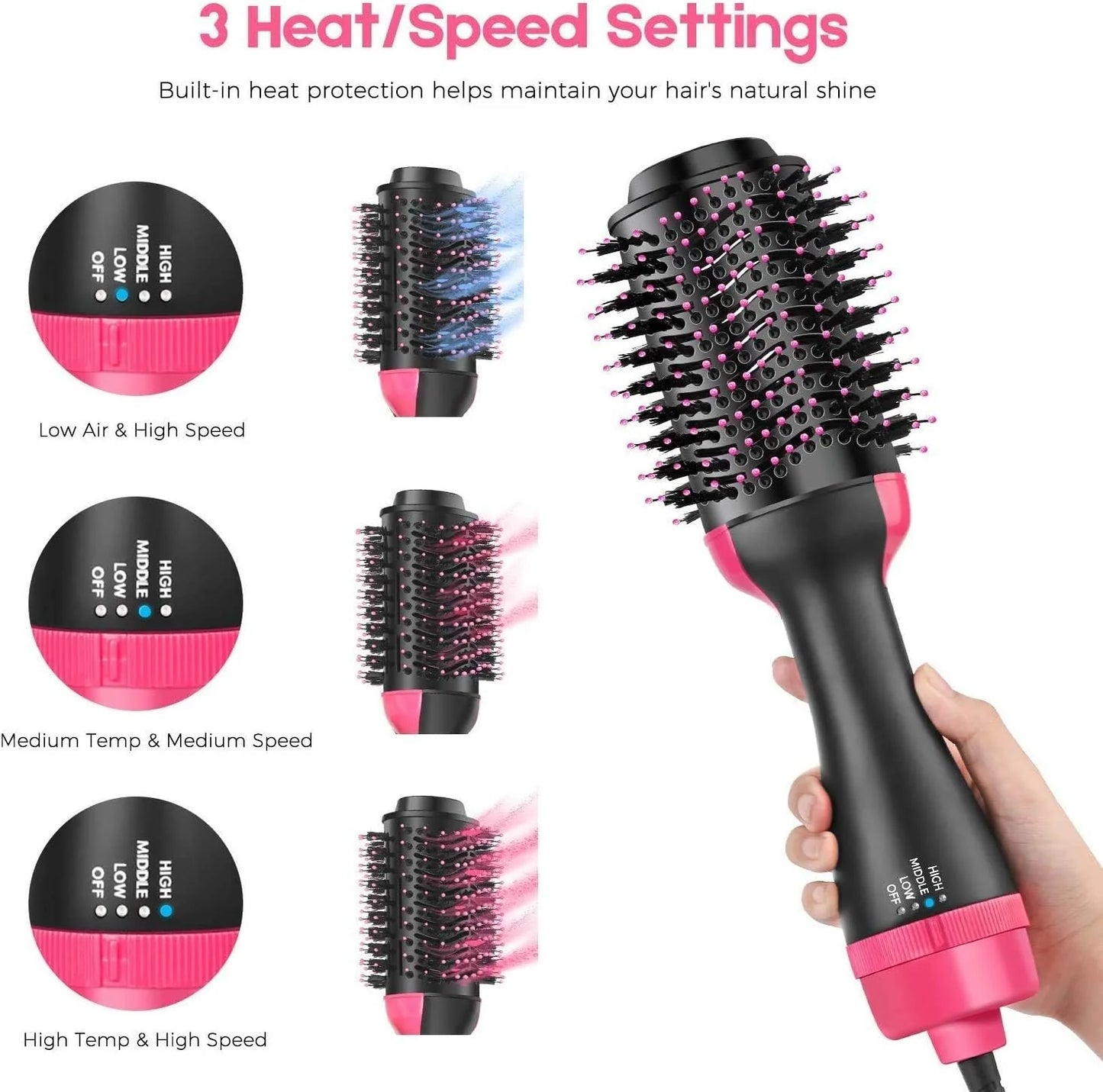 One Step 3 In 1 Hot Air Brush Dryer and Straightener